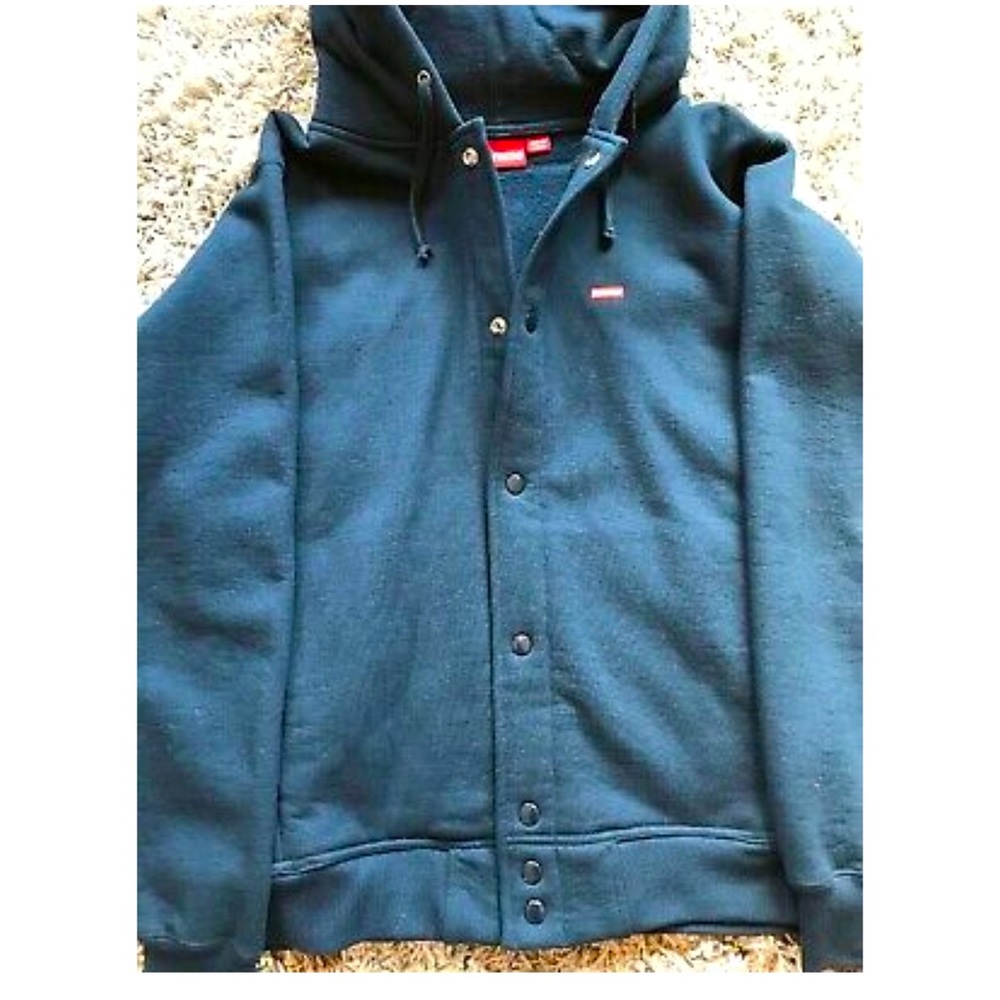 Authentic Supreme buttons hoodies size L / Navy.